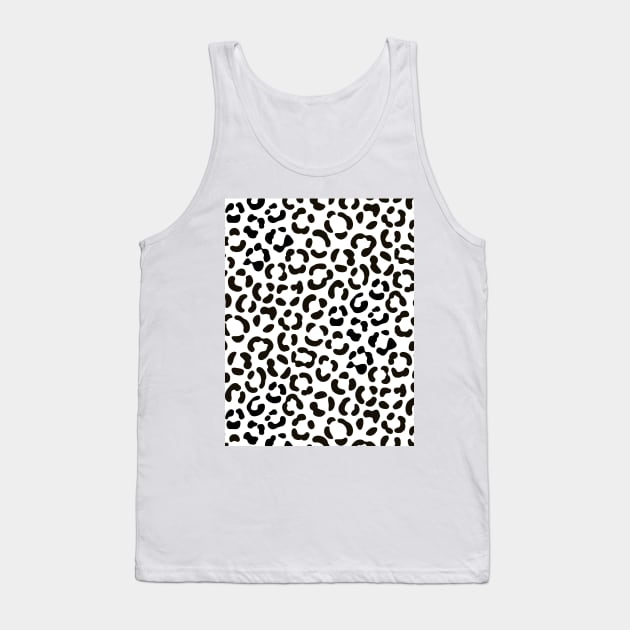 Trendy Black and White Leopard Print Pattern Tank Top by NataliePaskell